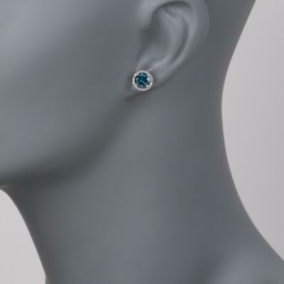 3.10 ct. t.w. London Blue Topaz and .15 ct. t.w. Diamond Earrings in 14kt White Gold &mdash; Alt Image 2