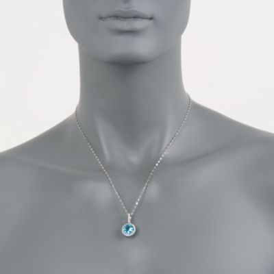 3.90 Carat Blue Topaz Pendant Necklace With Diamonds in 14kt White Gold. 18" &mdash; Alt Image 2