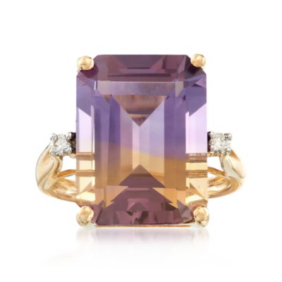 11.30 Carat Ametrine Ring With Diamonds in 14kt Yellow Gold &mdash; Alt Image 1