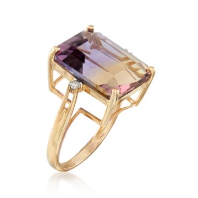 11.30 Carat Ametrine Ring With Diamonds in 14kt Yellow Gold &mdash; Alt Image 3
