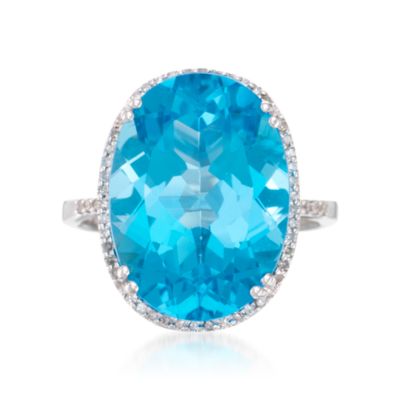 14.50 Carat Blue Topaz Ring With .20 ct. t.w. Diamonds in 14kt White Gold &mdash; Alt Image 1