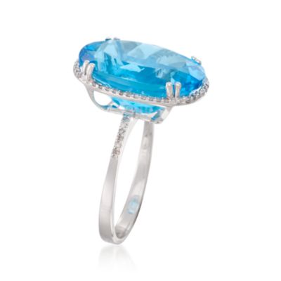 14.50 Carat Blue Topaz Ring With .20 ct. t.w. Diamonds in 14kt White Gold &mdash; Alt Image 3