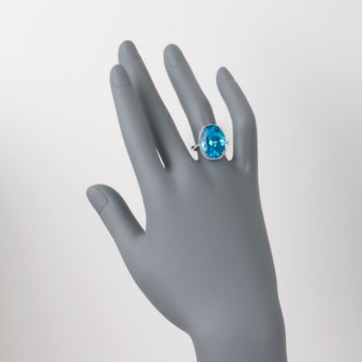 14.50 Carat Blue Topaz Ring With .20 ct. t.w. Diamonds in 14kt White Gold &mdash; Alt Image 2