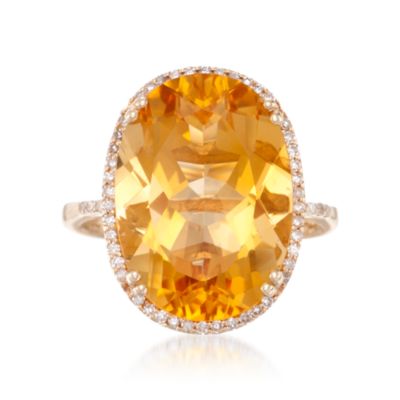 10.00 Carat Citrine Ring With .20 ct. t.w. Diamonds in 14kt Yellow Gold &mdash; Alt Image 1