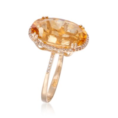 10.00 Carat Citrine Ring With .20 ct. t.w. Diamonds in 14kt Yellow Gold &mdash; Alt Image 3