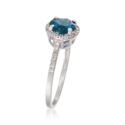 1.55 Carat London Blue Topaz and .10 ct. t.w. Diamond Ring in 14kt White Gold &mdash; Alt Image 3