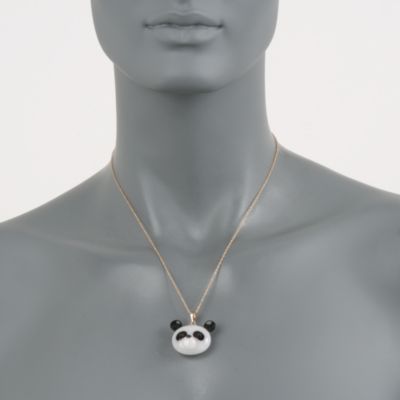 Jade and Black Agate Panda Pendant in 14kt Yellow Gold &mdash; Alt Image 2
