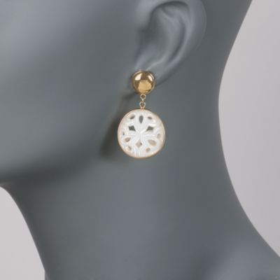 Mother-Of-Pearl Earrings in 14kt Yellow Gold &mdash; Alt Image 2