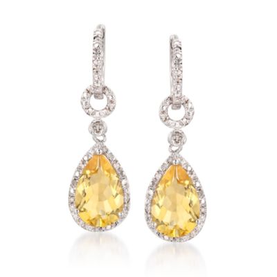 6.00 ct. t.w. Citrine and Diamond Drop Earrings in Sterling Silver &mdash; Alt Image 1