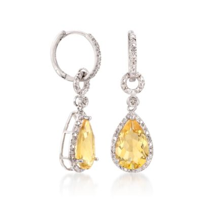 6.00 ct. t.w. Citrine and Diamond Drop Earrings in Sterling Silver &mdash; Alt Image 3