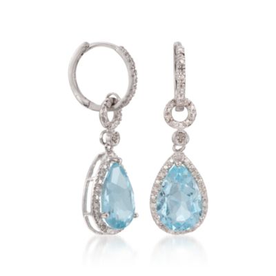 6.00 ct. t.w. Blue Topaz and Diamond Drop Earrings in Sterling Silver &mdash; Alt Image 3