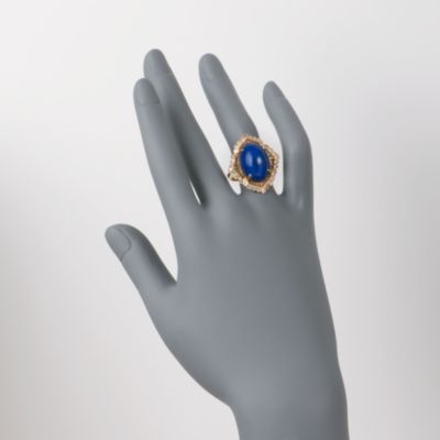 C. 1960 Vintage Lapis and .65 ct. t.w. Diamond Ring in 18kt Yellow Gold. Size 8.75 &mdash; Alt Image 2
