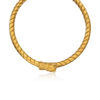 C. 2000 Vintage Lalaounis 18kt Yellow Gold Dragon Head Collar Necklace. 14" &mdash; Alt Image 1