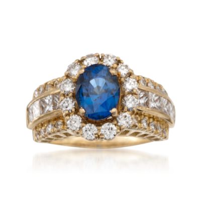 C. 1980 Vintage Hammerman Brothers 2.50 Carat Sapphire and 2.00 ct. t.w. Diamond Ring in 18kt Yellow Gold. Size 7.5 &mdash; Alt Image 1