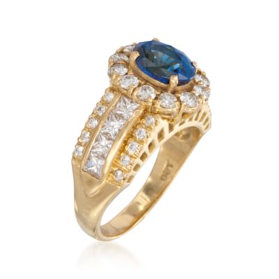 C. 1980 Vintage Hammerman Brothers 2.50 Carat Sapphire and 2.00 ct. t.w. Diamond Ring in 18kt Yellow Gold. Size 7.5 &mdash; Alt Image 3