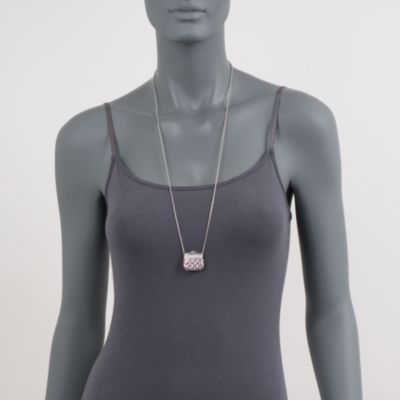 C. 1990 Vintage Lumiere Pink Sapphire Pendant Necklace With Diamonds in 18kt White Gold. 30" &mdash; Alt Image 2