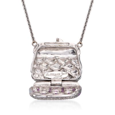 C. 1990 Vintage Lumiere Pink Sapphire Pendant Necklace With Diamonds in 18kt White Gold. 30" &mdash; Alt Image 3