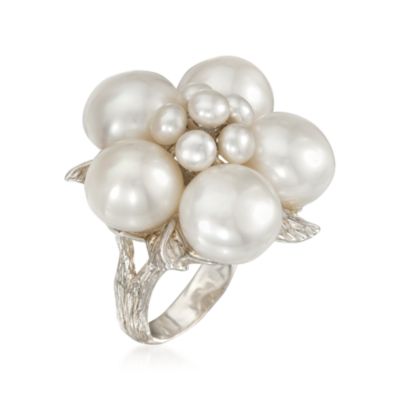 4-11mm Pearl Floral Statement Ring in Sterling Silver &mdash; Alt Image 3