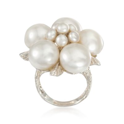 4-11mm Pearl Floral Statement Ring in Sterling Silver &mdash; Alt Image 4