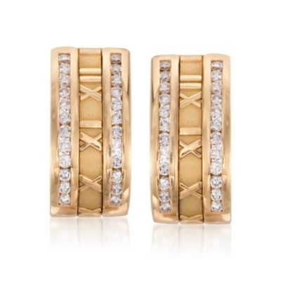C. 1995 Vintage Tiffany Jewelry Diamond Atlas Earrings in 18kt Yellow Gold &mdash; Alt Image 1