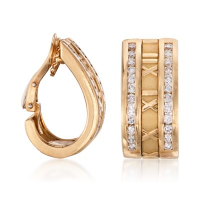 C. 1995 Vintage Tiffany Jewelry Diamond Atlas Earrings in 18kt Yellow Gold &mdash; Alt Image 3