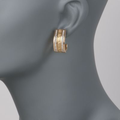 C. 1995 Vintage Tiffany Jewelry Diamond Atlas Earrings in 18kt Yellow Gold &mdash; Alt Image 2