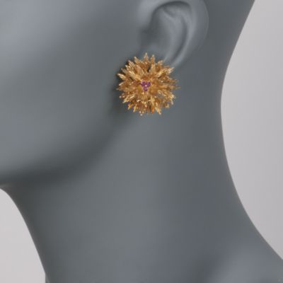 C. 1960 Vintage Tiffany Jewelry .30 ct. t.w. Ruby Floral Earrings in 18kt Yellow Gold &mdash; Alt Image 2