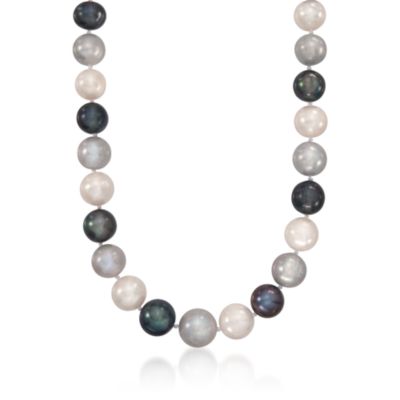 12-15mm Multicolored Pearl Necklace in 14kt Yellow Gold &mdash; Alt Image 1
