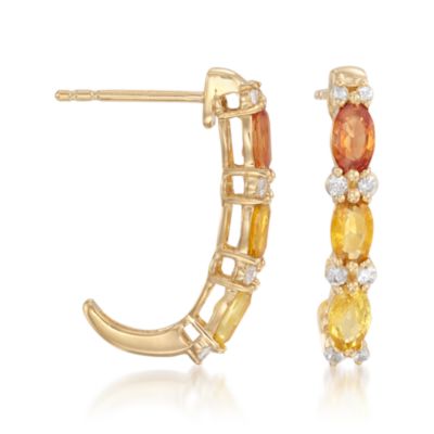 2.40 ct. t.w. Sapphire and .35 ct. t.w. Zircon Earrings in Vermeil &mdash; Alt Image 1