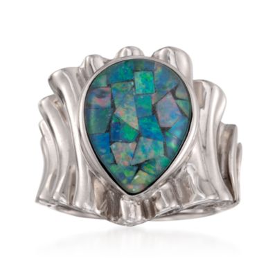 Mosaic Opal Ring in Sterling Silver. Size 5 &mdash; Alt Image 1