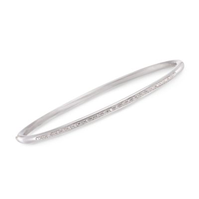 Slim .10 ct. t.w. Diamond Bangle Bracelet in Stainless and Sterling Silver &mdash; Alt Image 1