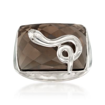 13.00 Carat Smoky Quartz Snake Ring in Sterling Silver &mdash; Alt Image 1
