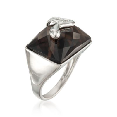 13.00 Carat Smoky Quartz Snake Ring in Sterling Silver &mdash; Alt Image 3