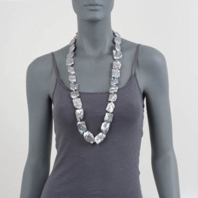 Gray Baroque Coin Pearl Necklace in 14kt Yellow Gold &mdash; Alt Image 7