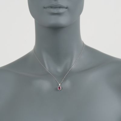 1.00 Carat Ruby Pendant Necklace With Diamonds in 14kt White Gold. 16" &mdash; Alt Image 2