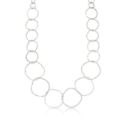 Sterling Silver Multi-Circle Link Necklace. 18" &mdash; Alt Image 1