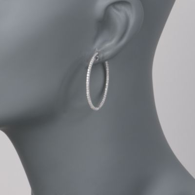 1.77 ct. t.w. Diamond In-And-Out Hoop Earrings in 18kt White Gold &mdash; Alt Image 2