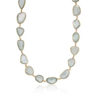 Free-Form Aquamarine Necklace in 18kt Yellow Gold. 18" &mdash; Alt Image 1