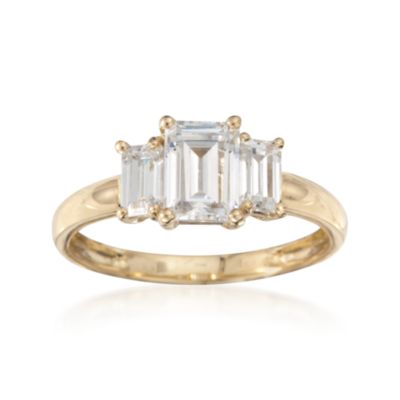 1.50 ct. t.w. CZ Three-Stone Ring in 14kt Yellow Gold &mdash; Alt Image 1