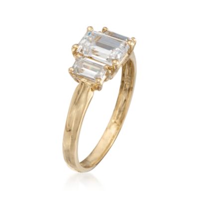 1.50 ct. t.w. CZ Three-Stone Ring in 14kt Yellow Gold &mdash; Alt Image 3