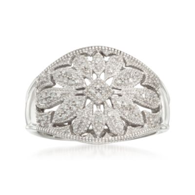 .22 ct. t.w. Diamond Floral Ring in Sterling Silver &mdash; Alt Image 1