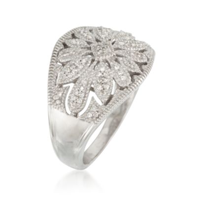 .22 ct. t.w. Diamond Floral Ring in Sterling Silver &mdash; Alt Image 3