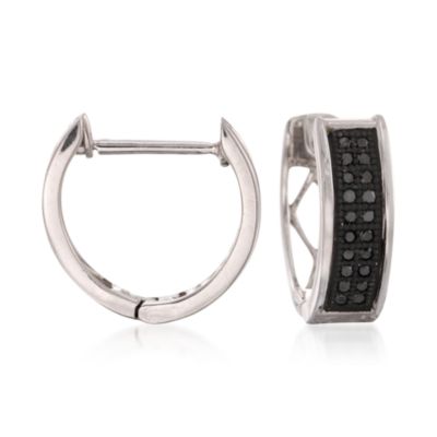 .15 ct. t.w. Black Diamond Hoop Earrings in Sterling Silver &mdash; Alt Image 1