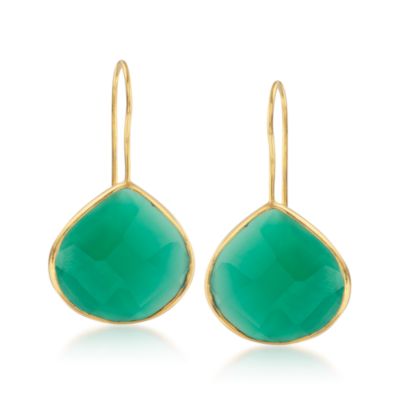 Green Onyx Drop Earrings in 18kt Gold Over Sterling &mdash; Alt Image 1