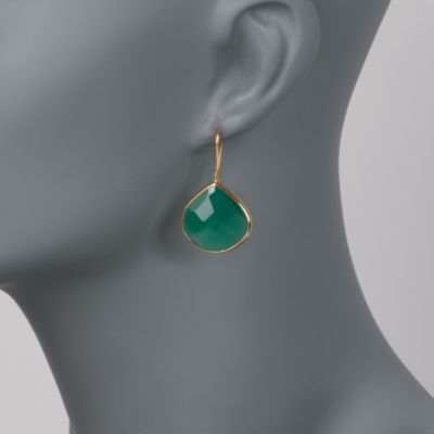 Green Onyx Drop Earrings in 18kt Gold Over Sterling &mdash; Alt Image 2