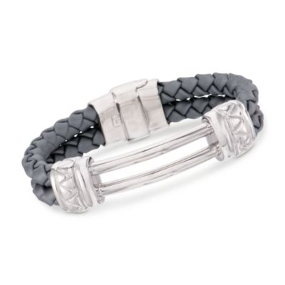 Braided Gray Bracelet With Sterling Silver. 7" &mdash; Alt Image 1