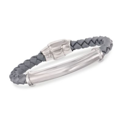 Braided Gray Bracelet With Sterling Silver. 7" &mdash; Alt Image 1