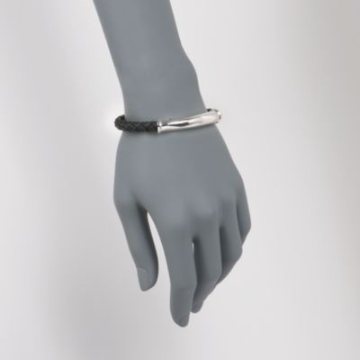 Italian Black Rubber Bracelet in Sterling Silver &mdash; Alt Image 2