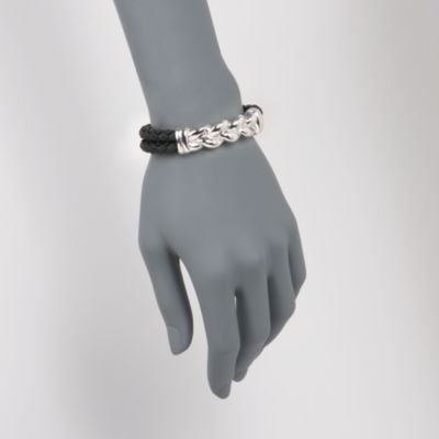 Italian Black Rubber Bracelet in Sterling Silver &mdash; Alt Image 2