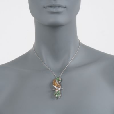 3.60 ct. t.w. Multi-Gemstone and .10 ct. t.w. Diamond Parrot Necklace With Removable Pin/Pendant in Sterling Silver &mdash; Alt Image 2